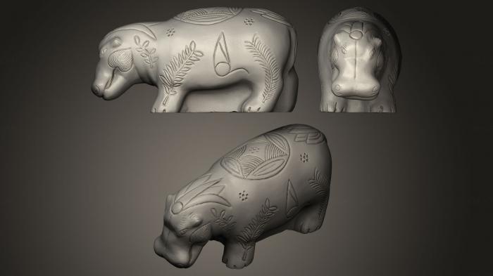 نموذج ثلاثي الأبعاد لآلة CNC التماثيل الحيوانية Hippopotame gyptien